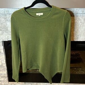Madewell Military green long sleeve tie waist top size Medium